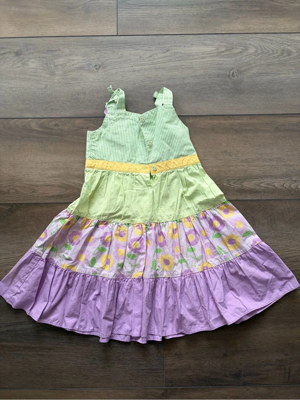 Gymboree Pastel Green, Yellow & Purple Floral Tiered Dress